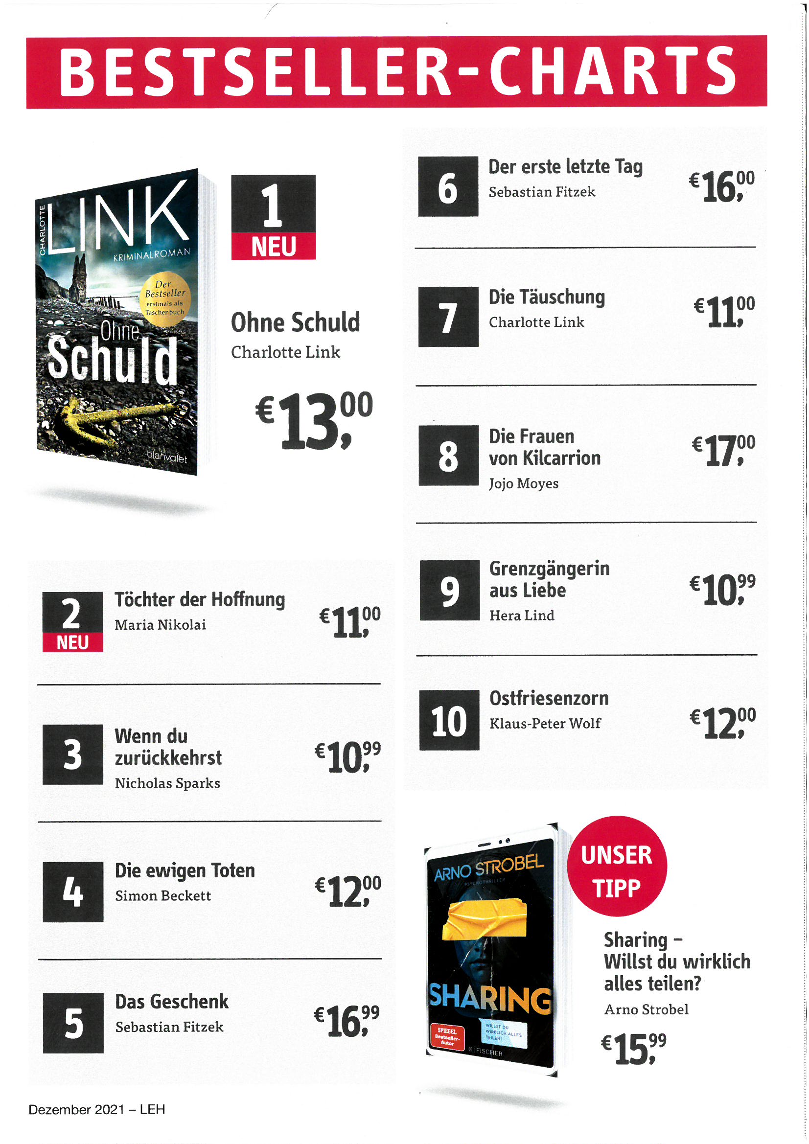 Immer vorrätig: Die TOP 50 Taschenbuch-Bestseller!